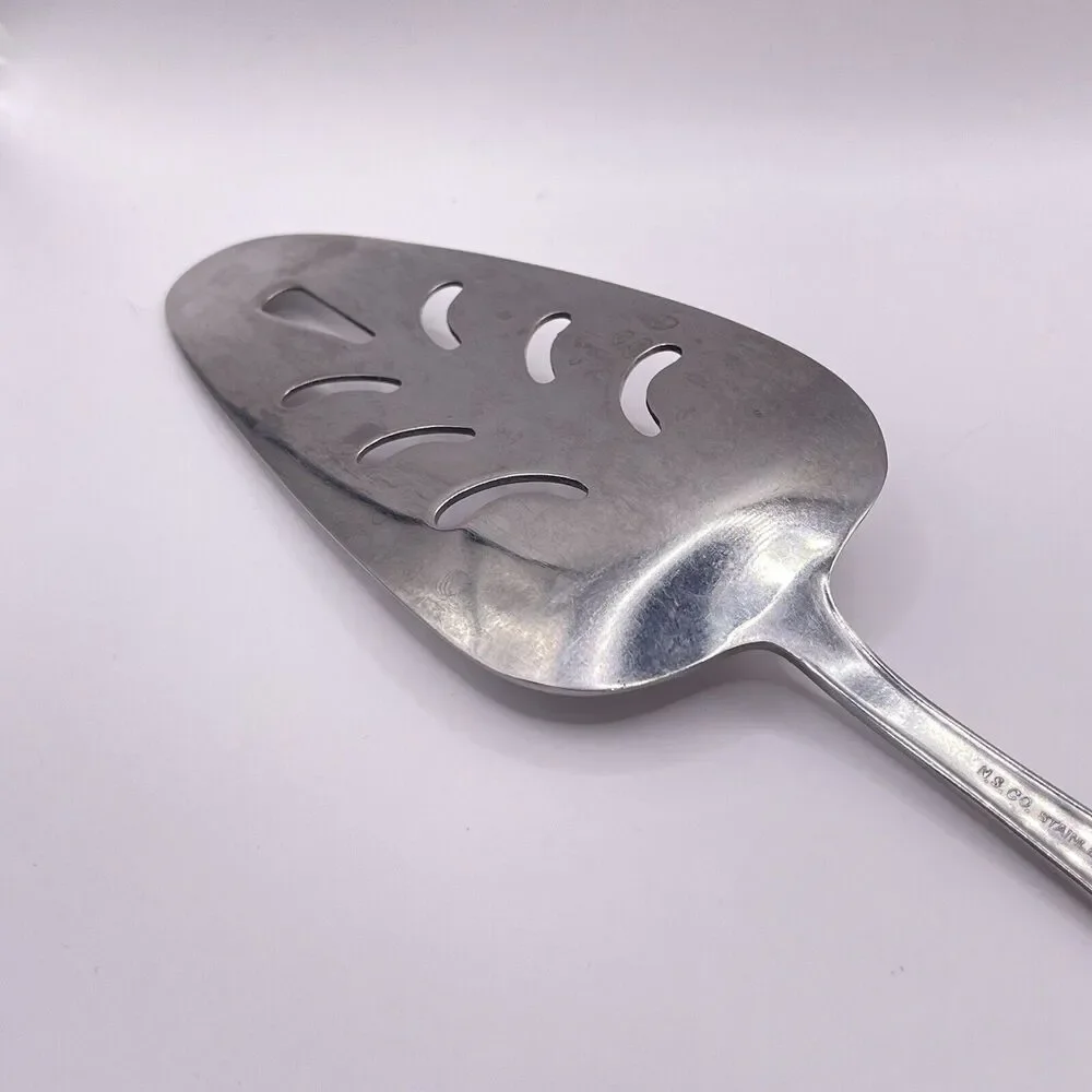 N.S.CO. National Stainless Steel CARLYLE Rose Cake Server Pie Silver Tone